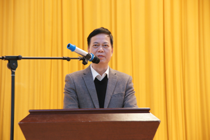 （图三）河源市人力资源与社会保障局党组成员、河源市高级技工学校校长黎海波致辞